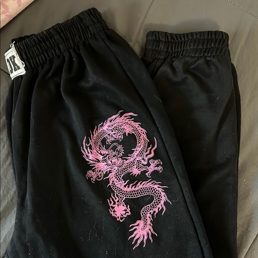 DC Black and Pink Dragon Sweatpants